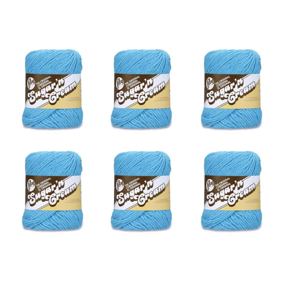 Lily Sugarn Cream Hot Blue Yarn - 6 Pack Of 71G25Oz - Cotton - 4 Medium (Worsted) - 120 Yards - Knitting Crocheting & Crafts