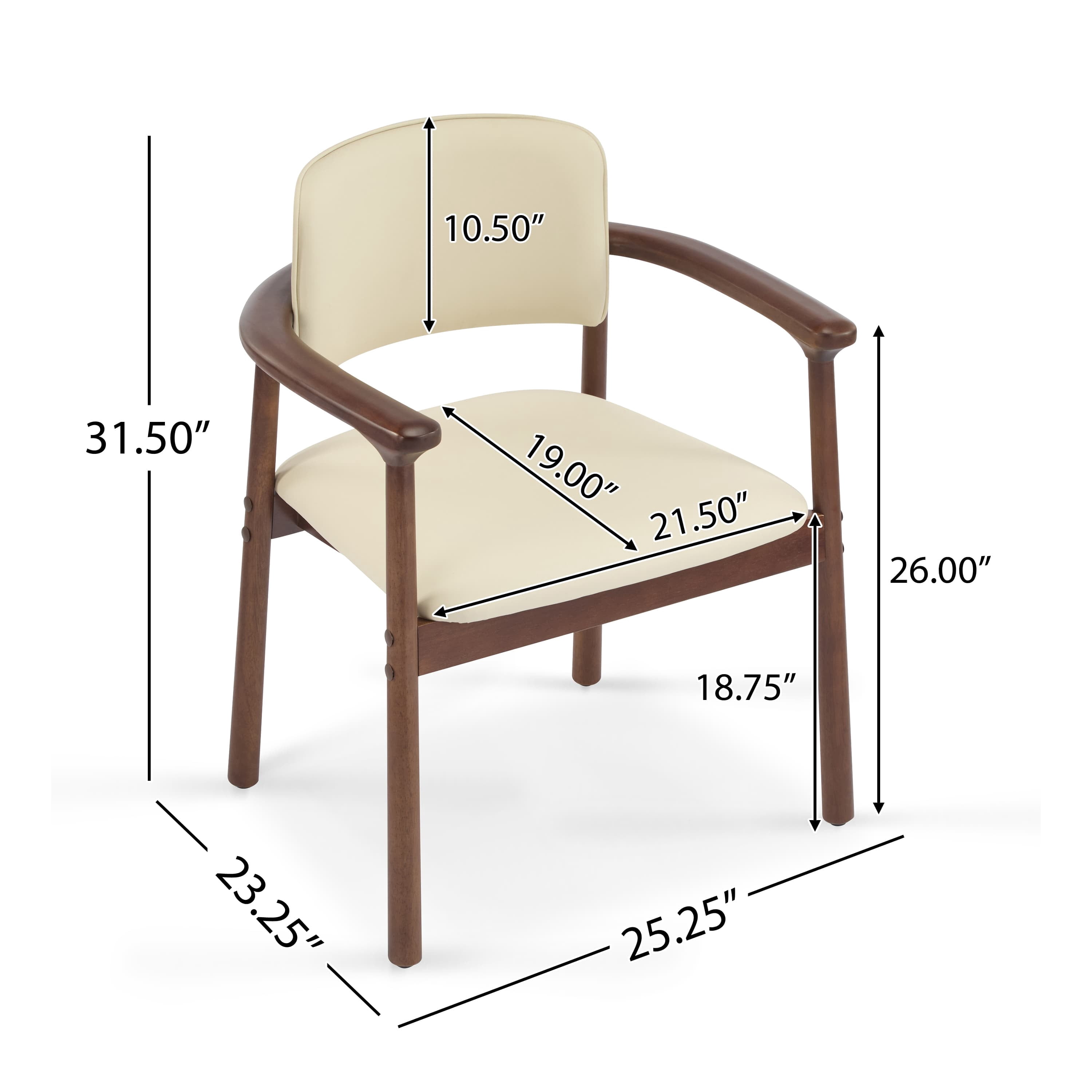 MAYEERTY 2-Pack Rubber Wood Dining Chairs - Sturdy, Comfortable PU Foam Seat for Home/Kitchen