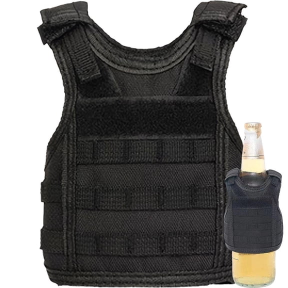 Yvsxxv Mini Camouflage Beer Vest, Beer Cooler Jacket Adjustable Drink Bottle Vests Holder Beverage Cooler Holder for Cans or Bottles Decoration