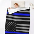 thumbnail image 2 of Distressed Police Style Flag Print Blanket Warm Plush Throw Blanket Soft Flannel Lightweight Throw Blankets 32"X48", 2 of 6