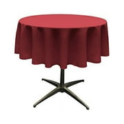 LA Linen Polyester Poplin Washable Round Tablecloth, Stain and Wrinkle Resistant Table Cover 58", Fabric Table Cloth for Dinning, Kitchen, Party, Holiday 58-Inch, Cranberry, (TCpop58R_CranberryP28)