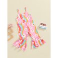 thumbnail image 4 of Musuos Toddler Girl Romper Overalls 6 12 18 24M 3 4Y Casual Summer Floral Print Sleeveless Flared Pants Jumpsuit Cute Clothes, 4 of 8