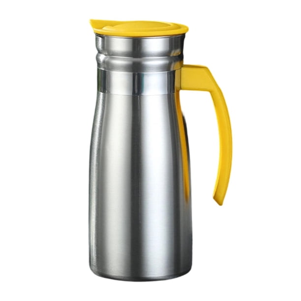 Jarra térmica de acero inoxidable para café de 1 litro, hervidor con aislamiento al vacío a prueba de fugas de agua. Amarillo con asa