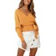 thumbnail image 2 of Txlixc Prendas de Punto de Estilo Suelto para Mujer, Jersey de Dobladillo con Volantes de Manga Larga con Cuello en V Profundo de Color Sólido Txlixc Moda, 2 of 6
