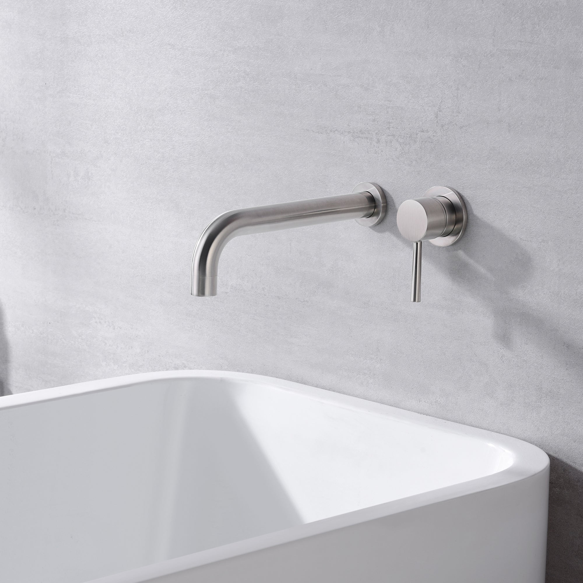 Sumerain High Flow Wall Mount Tub Filler Faucet with Long Spout Brushed Nickel