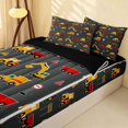 thumbnail image 2 of Erosebridal Construction Vehicle Zipper Full Size Comforter Sets with Fitted Sheet and 2 Pillowcases, Truck Zipper Bedding Set, Dark Pattern, Black Reversible, 2 of 7