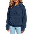 thumbnail image 5 of Splozh Cute Hoodies for Girls Solid Color Casual Girls Fashion Long Sleeve Hooded Sweatshirt Fall Winter Pullovers Hoodie Girls,Navy,9-10 Years, 5 of 6