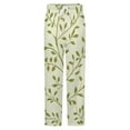 thumbnail image 5 of Olive Green Leafy Branch Pattern Winter Female Pants Flannel High Waist Women Pants Lady Warm Straight Leg Plush Trousers, 5 of 7
