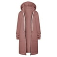 thumbnail image 5 of Luwomo Womens' Jackets Fall Winter Solid Color Drawstring Hooded Long Sleeve Zipper Loose Fit Coat with Pockets Tops Pink,S, 5 of 6