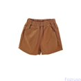 thumbnail image 2 of Fozruso Girls Summer Casual Shorts Toddler Kids Elastic Waist Play Shorts Comfortable Basic Bottoms Kids Summer Outfits(Brown), 2 of 4
