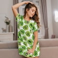 thumbnail image 3 of Yiaed Green Kiwi Print Women's Loose-Fit Short Sleeve Nightgown, Soft and Comfortable Sleep Dress for Relaxation and Sleepwear, 3 of 6