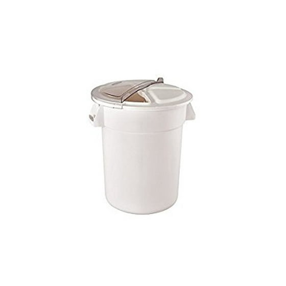 Winco Fcw 32 Gallon Heavy Duty White Polypropylene Container With Lid Food Storage Trash Bin