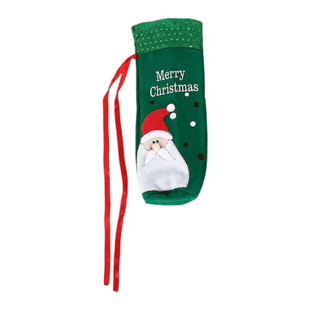 Inteprter Funda para botella de vino, manga de Navidad, Santa Claus, muñeco de nieve, hogar, de comedor, ropa de lentejuelas, fundas de champán, Kits de decoración para fiestas Verde Inteprter HA068082-01