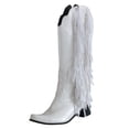 thumbnail image 1 of PEASKJP Women's Combat Boots Motorcycle Riding Flat Low Heels Knee High Strappy Combat Boots, White 42, 1 of 4