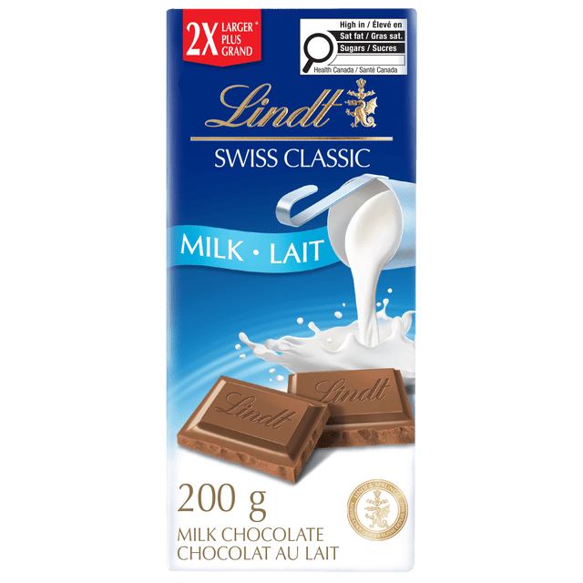 Lindt SWISS CLASSIC Milk Chocolate Bar, 200g