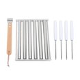 thumbnail image 1 of Detachable Stainless Steel Hot Dog Sausage Roller Rack Steamer With Extra Long Wood Handle 4 Skewers 6 Stick Design BBQ Tools L, 1 of 5