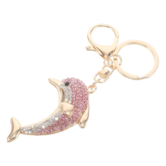 DEMACRIO Dolphin Keychain Bling Crystal Keychains For Women 1Set Rhinestone Zinc Alloy Sparkly Accessory