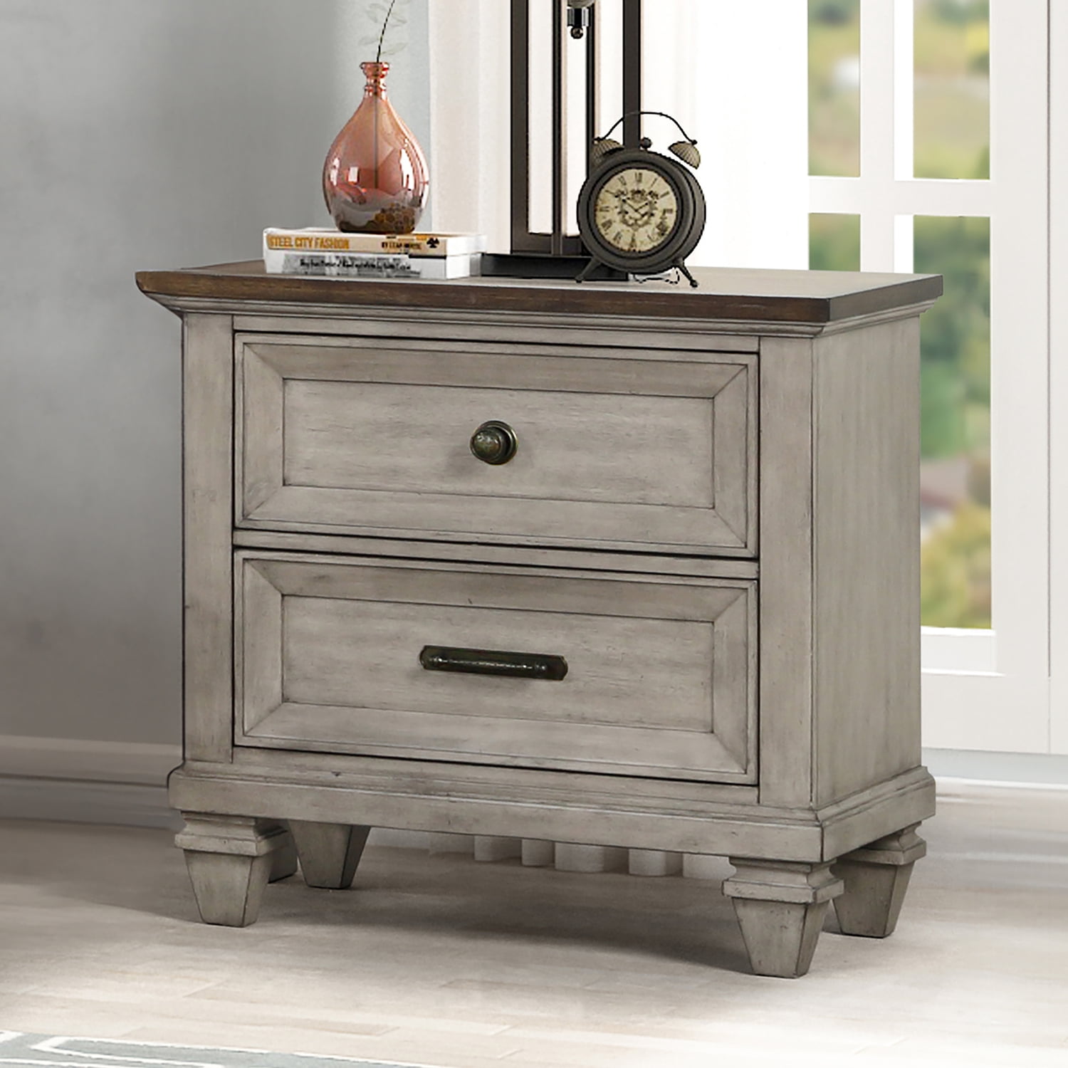 New Classic Furniture Mariana 2-Drawer Solid Wood Nightstand in Vintage Cream