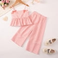 thumbnail image 6 of TOWED22 Toddler Baby Girl Clothes Sleeveless Tie-Up Ruffle Tops Linen Pants Set Infant Summer Outfits(Pink,2-3 Y), 6 of 9