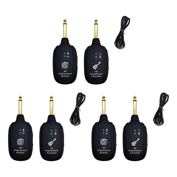 3x Portable Wireless Guitar Transmitter & Receiver