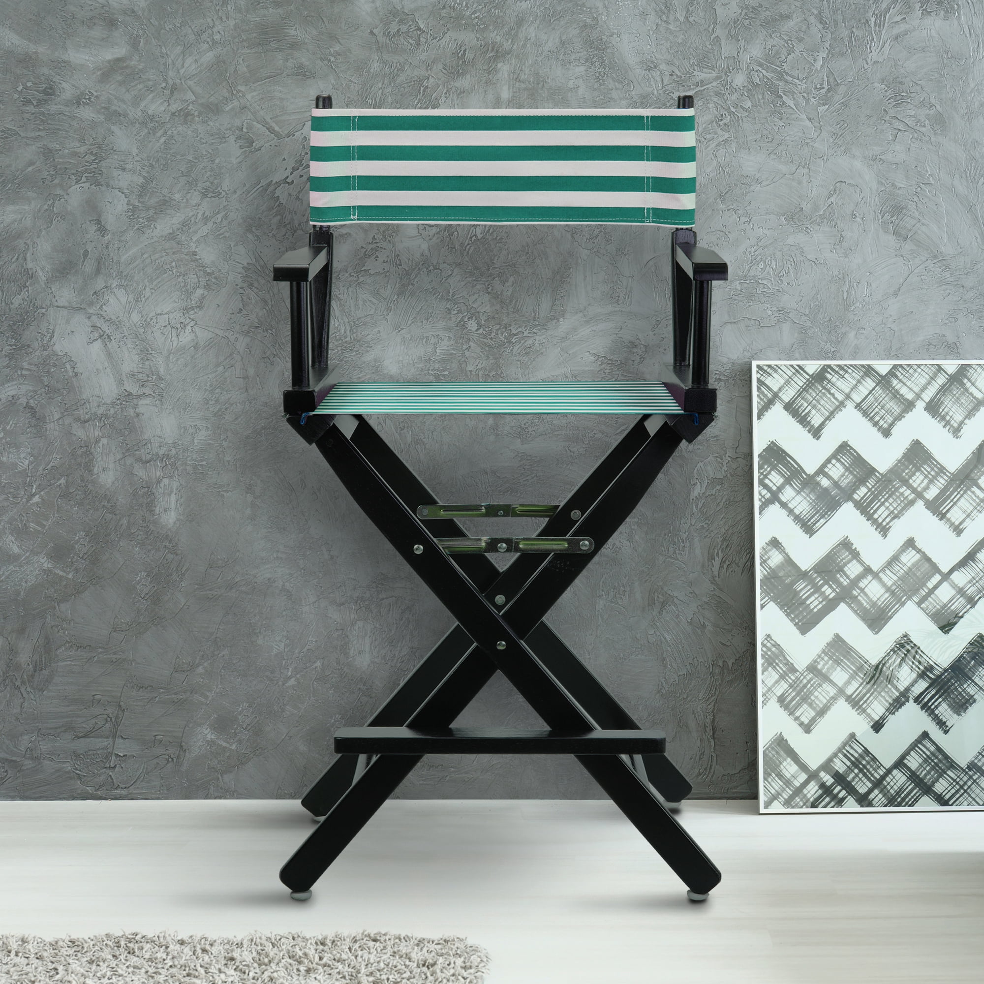 24" Director's Chair Black Frame-Teal Cabana