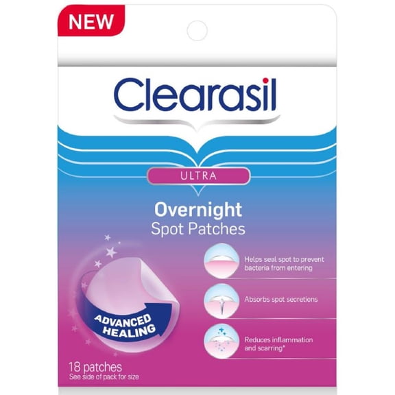 Clearasil Ultra Overnight Acne Spot Patches, 18 countÂ