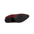 thumbnail image 3 of BLISSFUL STEP Women's Boots Pointed Toe Block Heel Chelsea Ankle Boots Burgundy 8, 3 of 8