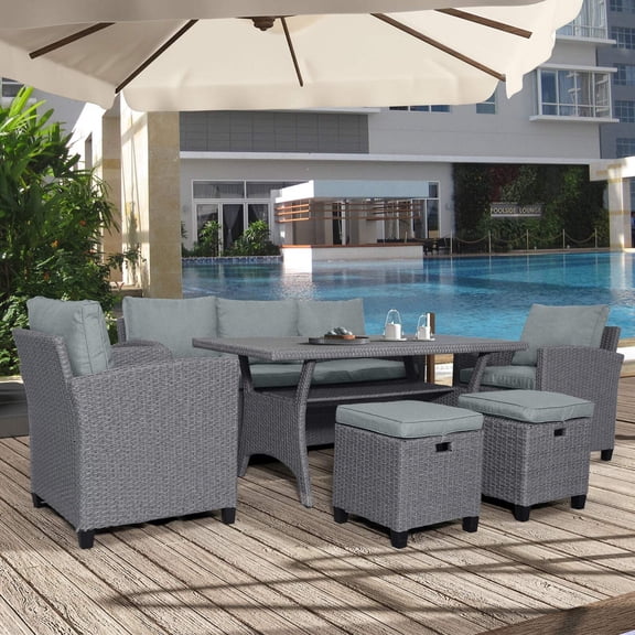 6-piece Outdoor Rattan Courtyard Set