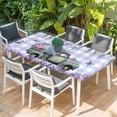 thumbnail image 2 of Purple Flowers Table Cloths for 4 Foot Rectangle Tables, Weeping Spring Floral Truck Butterfly Checkered Patio Waterproof Elastic Fitted Tablecloths, Washable Rectangular Table Cover for Camping, 2 of 8
