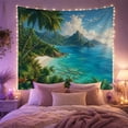thumbnail image 2 of Palm Trees Framing Crescent Tropical Beach, Serene Coastal Style for Beach Lovers, Ocean Wall Art, Housewarming Gift, Tapestry Wall Hanging for Bedroom and Living Room, 2 of 4