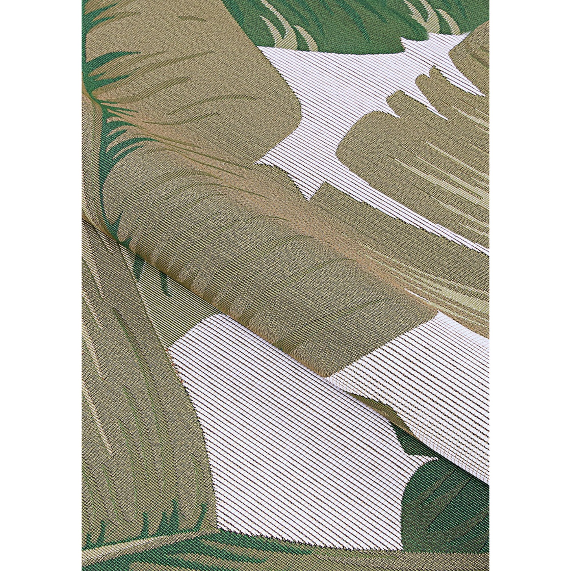 Couristan 5.25' x 7.5' Tropical Leaves Indoor Outdoor Area Throw Rug - Green and Cream