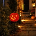thumbnail image 4 of Solar Halloween Pumpkin Stake Lights, Outdoor Resin Jack-O-Lantern Garden Decor with Auto-On Led, Waterproof Pathway Yard Ornament for Patio Lawn Fall Party, 4 of 7