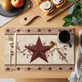 thumbnail image 2 of Placemats Set of 6, Red Texas Star Rustic Woven Placemat, Linen Place Mats for Kitchen/Dining Tables, Farmhouse Berry Brown Wooden Washable Table Mats for Party, 2 of 8