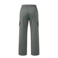 thumbnail image 5 of Women's Cargo Pants, Wide Leg Pants with Elastic Waist, Drawstring & Pockets, Outdoor Hiking Athletic Gym Wear | VerBelle,Gray L, 5 of 6