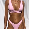 thumbnail image 3 of QLEICOM Womens Swimsuits Tummy Control Plus Size Swimsuit Coverup Fashion Bikini Set Swimsuit Two Piece Filled Soild Swimwear Beachwear Pink M, 3 of 5