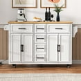 thumbnail image 4 of Harper & Bright Designs Kitchen Island with Drop Leaf, Rolling Kitchen Cart on Wheels with Doors, Drawers and Power Outlet for Dining Room, White, 4 of 16