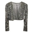 thumbnail image 3 of Women's Shiny Jacket Sequin Cardigan Top Long Sleeve Formal Cardigan Summer Sweaters for Women Open Front Knit Cardigan Sweater Womens Light Sweaters Thick Sweater Cardigan Maternity Sweaters And, 3 of 3
