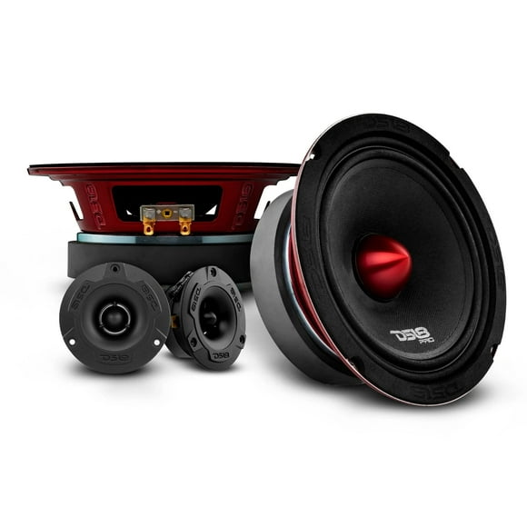 Paquete de altavoces para automóvil DS18 de medios y agudos: 2 de rango medio de 6,5", 2 tweeters de 1", crossover incorporado