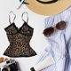 thumbnail image 2 of Animal Pattern Elastic Ribbed Bralette Stretchy Casual Vest Summer Fashion Tops Spaghetti Strap Camisole Casual Crop Top Sling L, 2 of 4