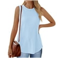 thumbnail image 2 of Sleeveless Crewneck Tank Tops Women's Solid Color Summer Casual Plain Tees Light Blue,XXL, 2 of 6