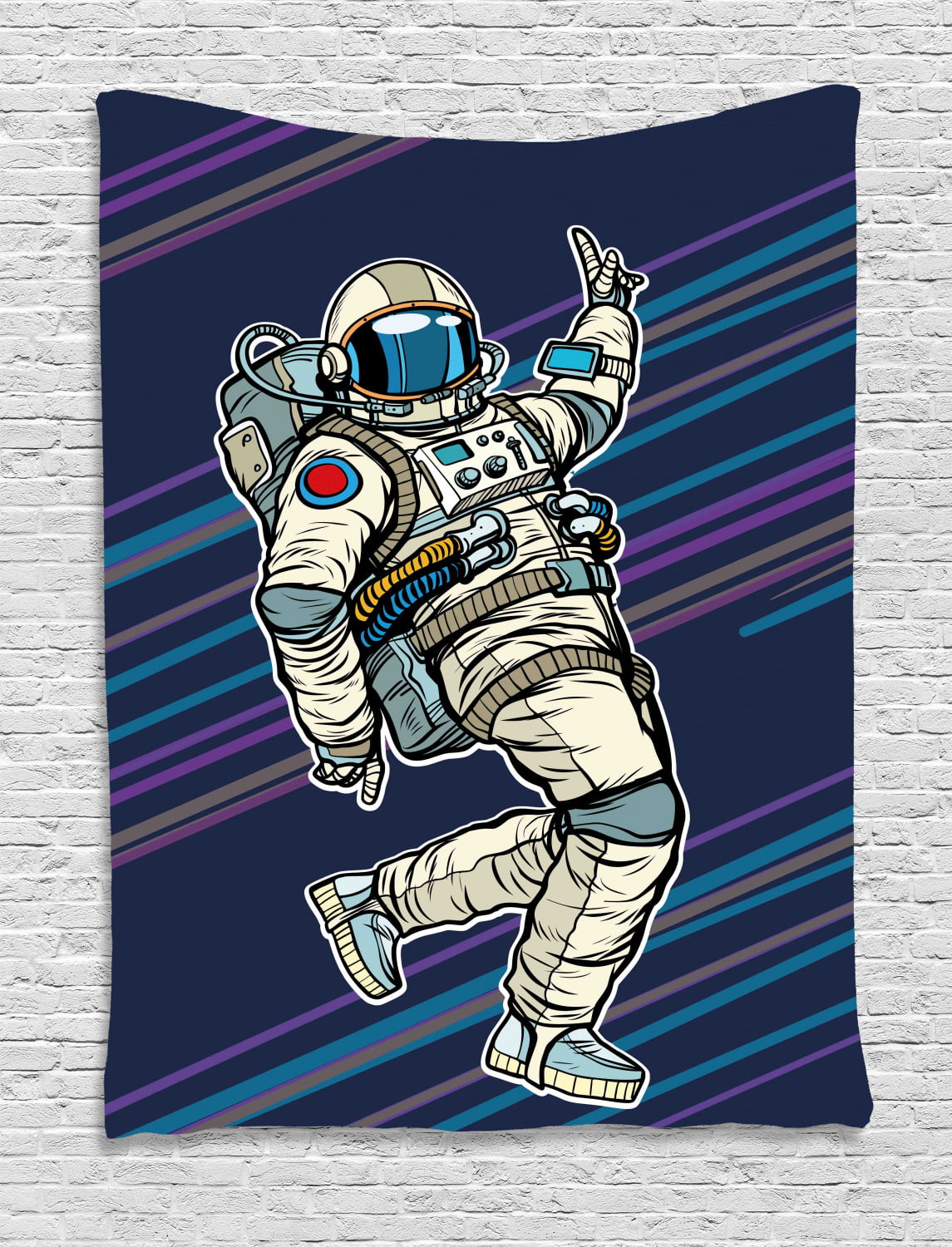 Wide Wall Hanging for Bedroom Living Room Dorm 60 X 40 Beige Blue Woman Astronaut Hands with Her Better Half Pop Art Style Comic Graphic Ambesonne Outer Space Tapestry