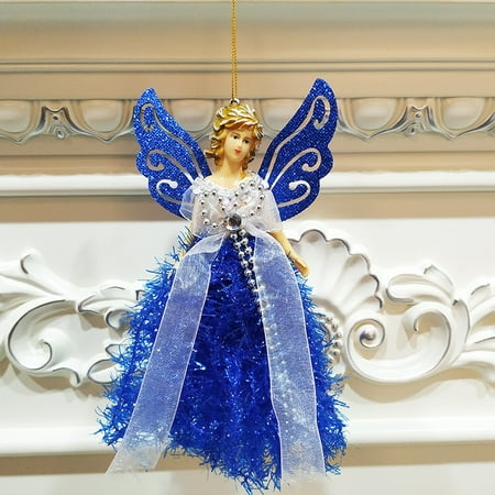 Angel Hair Christmas Decoration Uk Christmas Pendants Angel Dolls With Glittery Wings Decorative Hanging Figurine Ornaments Holiday Gift Decorations ()