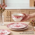 thumbnail image 2 of Onader 12 Piece Tableware Set, Rose Floral Dinnerware Set for 4, Ceramic Plates and Bowls Sets for Home Kitchen Restaurant, Scratch Resistant & Microwave Safe, Red, 2 of 9