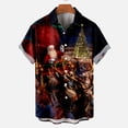 thumbnail image 2 of IROINNID Christmas Hawaiian Shirt Funny Santa Print Button Up Tropical T-shirt Short Sleeve Xmas Vacation Tops,Burgundy, 2 of 5
