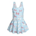 thumbnail image 4 of COEQINE Girls One Piece Swimsuit with Attached Liner, Scoop Neck V-Back Swim Dress for Swim Lessons, Polyester Spandex Bathing Suit for Girls 3-4 Year Olds, Pink White Bow Heart, 4 of 8