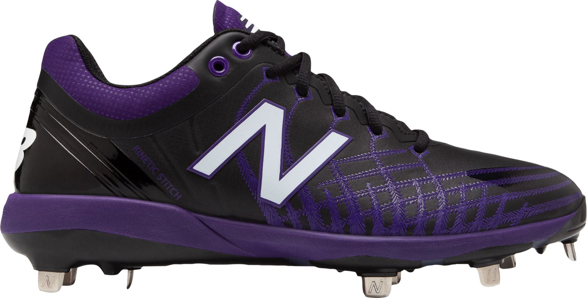 purple and white baseball cleats