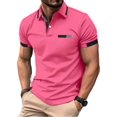 thumbnail image 1 of Men's Stylish Color Block Polo Shirt, Breathable Fabric, Perfect for Summer and Sports, Ideal Gift for Him, 1 of 1