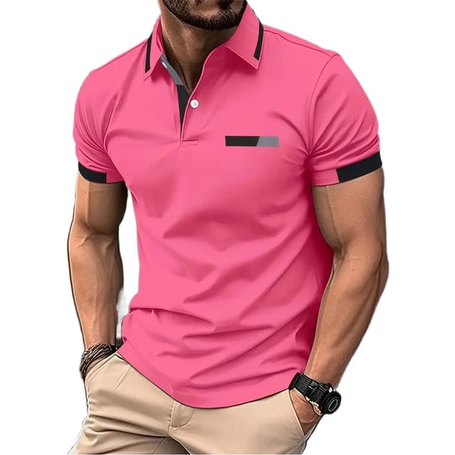 Men's Stylish Color Block Polo Shirt, Breathable Fabric, Perfect for Summer and Sports, Ideal Gift for Him