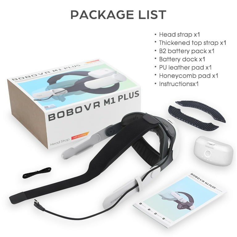 BOBOVR M1 PLUS Battery Head Strap for Meta Oculus Quest 2 Battery Pack  Headband VR Adjustable Head Strap 5200mAh Rechargeable Power Bank