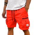thumbnail image 3 of IAJDKMEK Men's Cargo Shorts with Pockets - Elastic Waist Hiking Shorts, Running Shorts, and Classic Work Shorts for Daily Wear,Saffron 2XL, 3 of 8